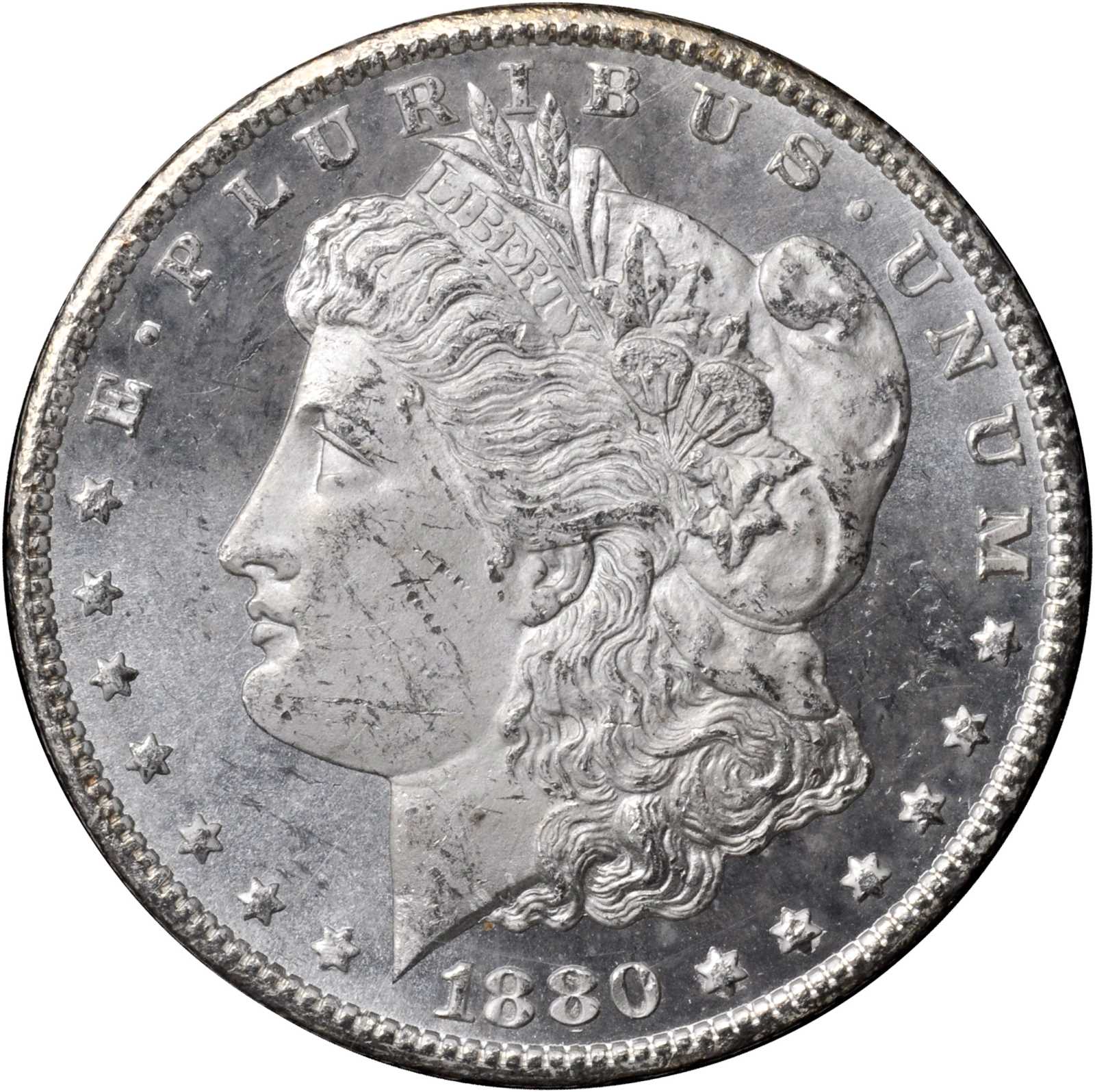 1880-CC GSA Morgan Silver Dollar. 8/Low 7. MS-63 PL (PCGS).