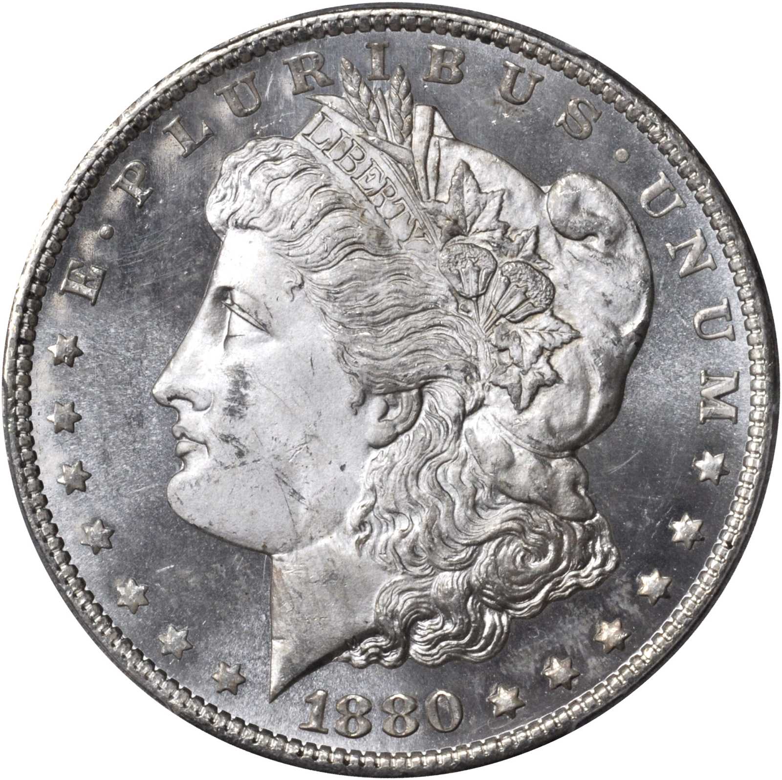 1880/9-S Morgan Silver Dollar. VAM-11. 0/9 Overdate. Top 50. MS-64 DMPL (PCGS).