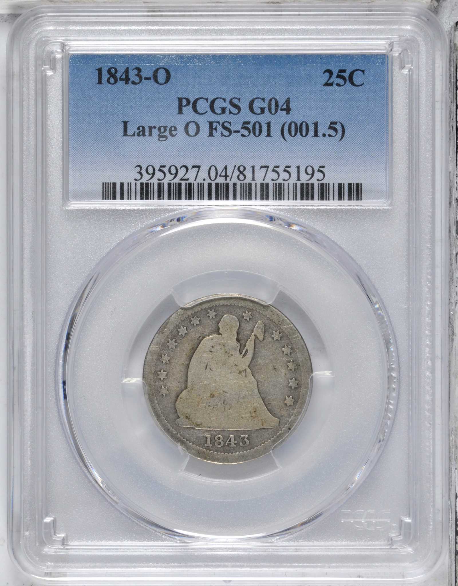 1843-O 25c Large O, FS-501 VF25 thumbnail 25