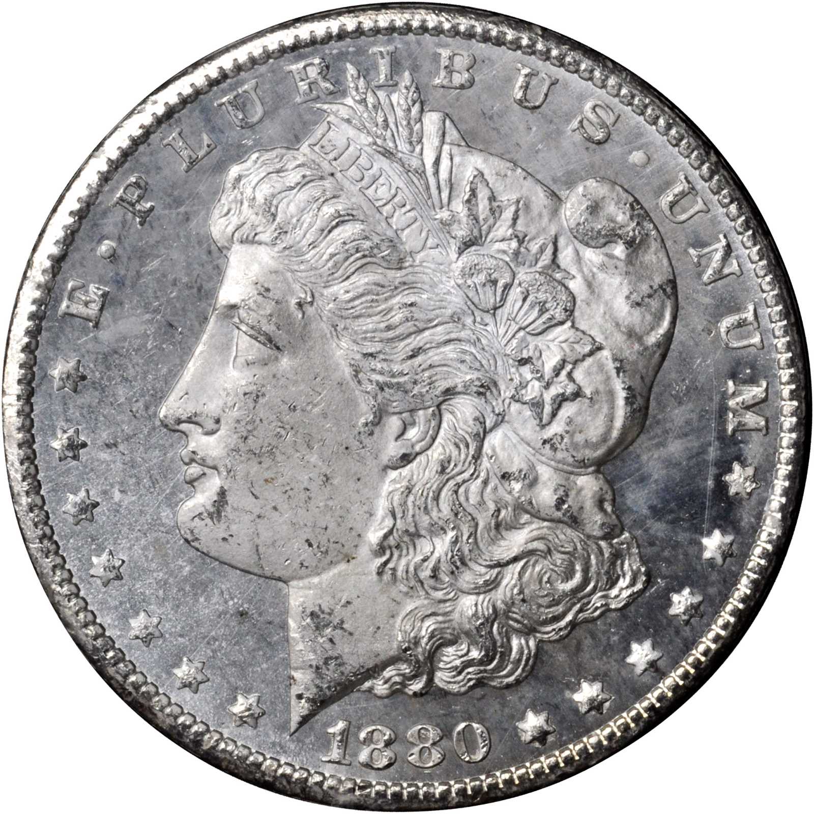 1880-CC GSA Morgan Silver Dollar. VAM-6. Top 100 Variety. 8/Low 7. MS-64 PL (NGC).