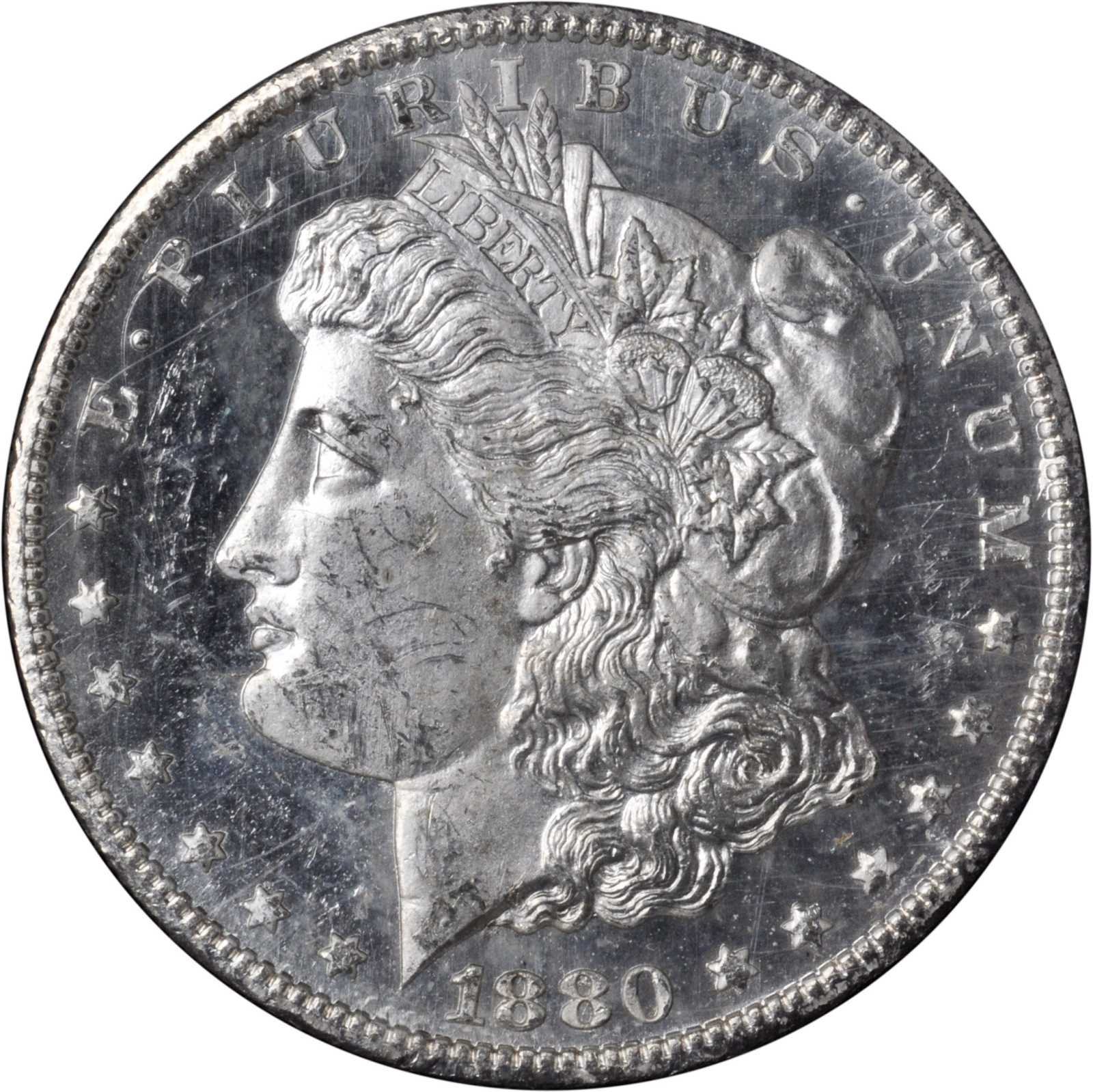 1880-CC GSA Morgan Silver Dollar. 8/High 7. MS-63 PL (PCGS).