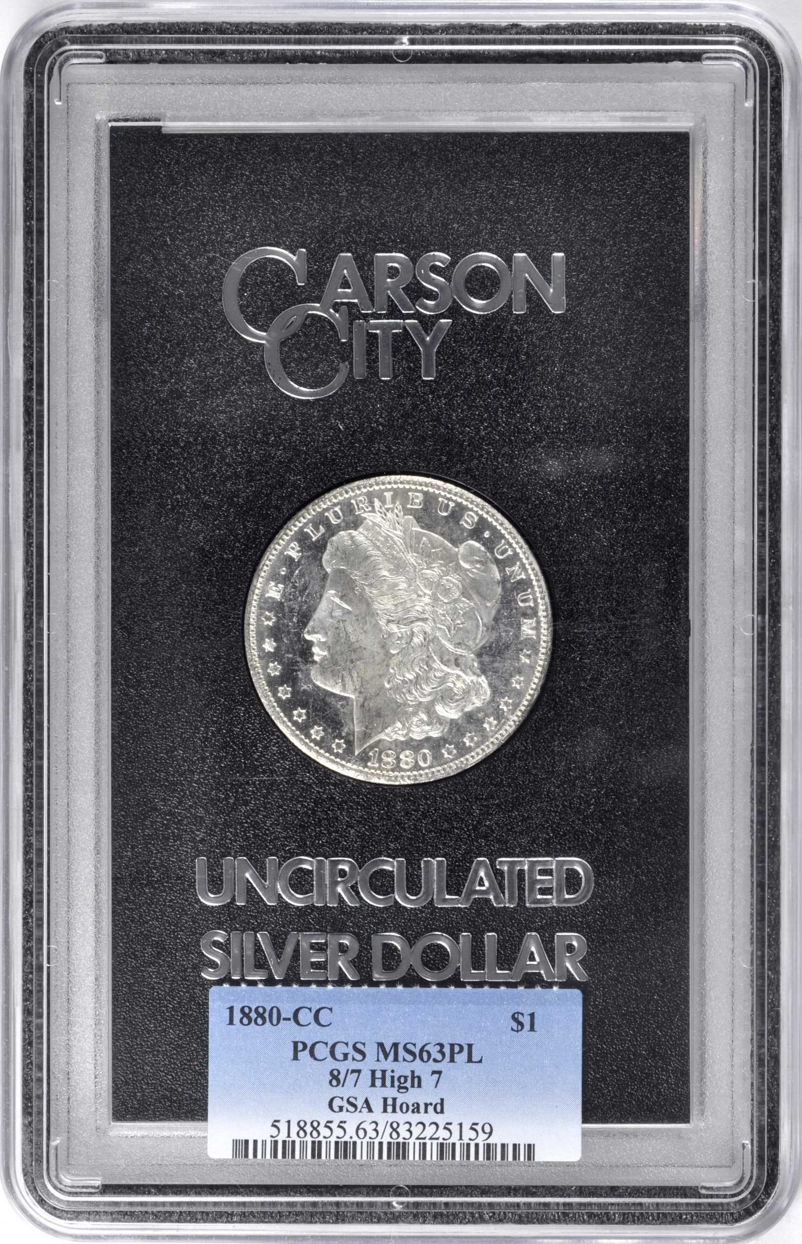 1880-CC $1  GSA Hoard, 8/High 7 MS PL MS63 PL thumbnail 4