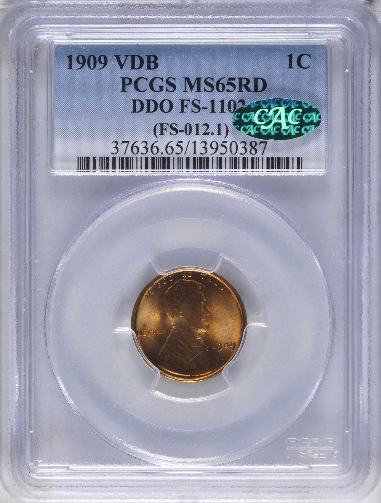 1909 VDB 1c Doubled Die Obverse, FS-1102 MS RD MS62 RD thumbnail 25