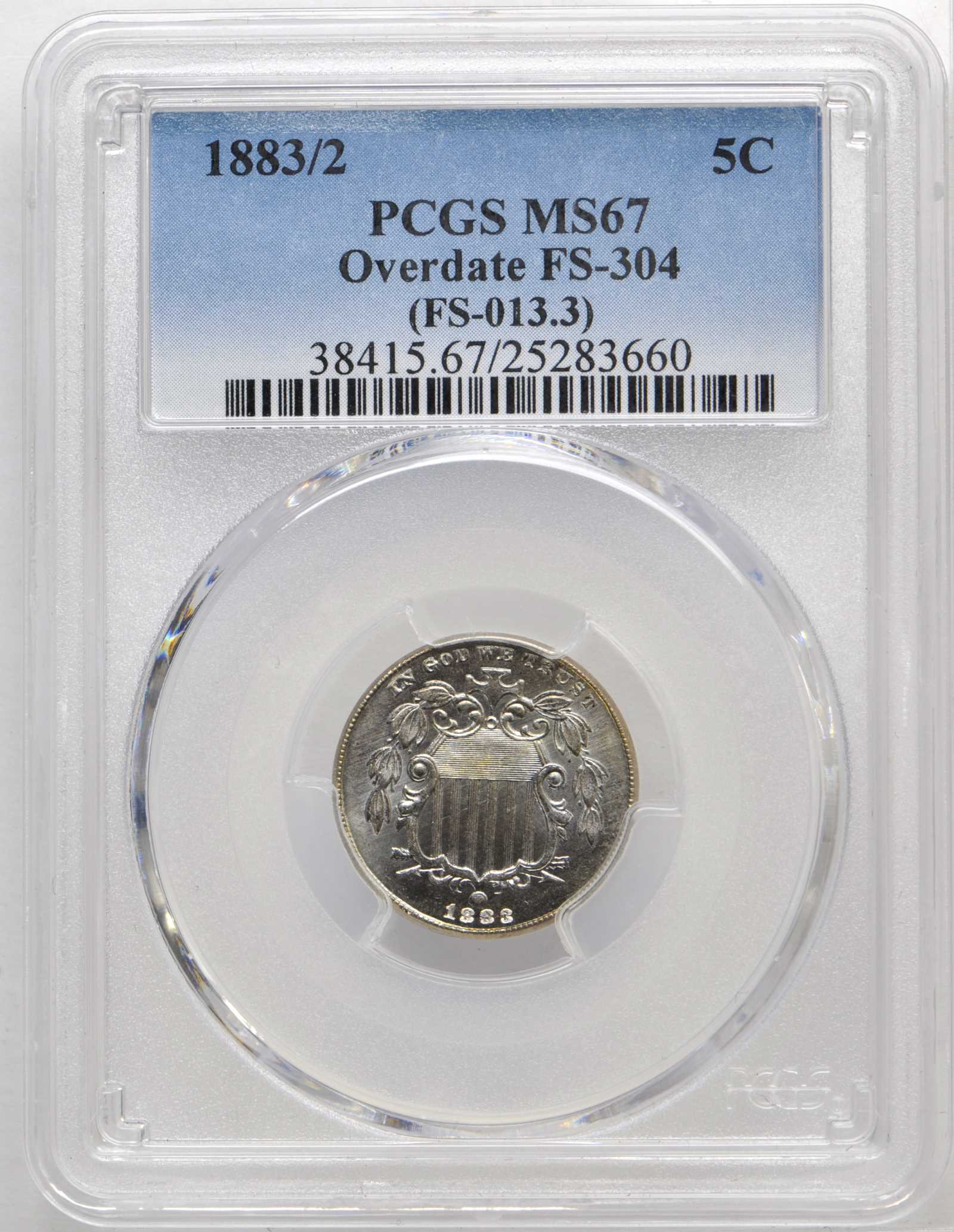 1883/2 5c Shield, Overdate, FS-304 XF45 thumbnail 15