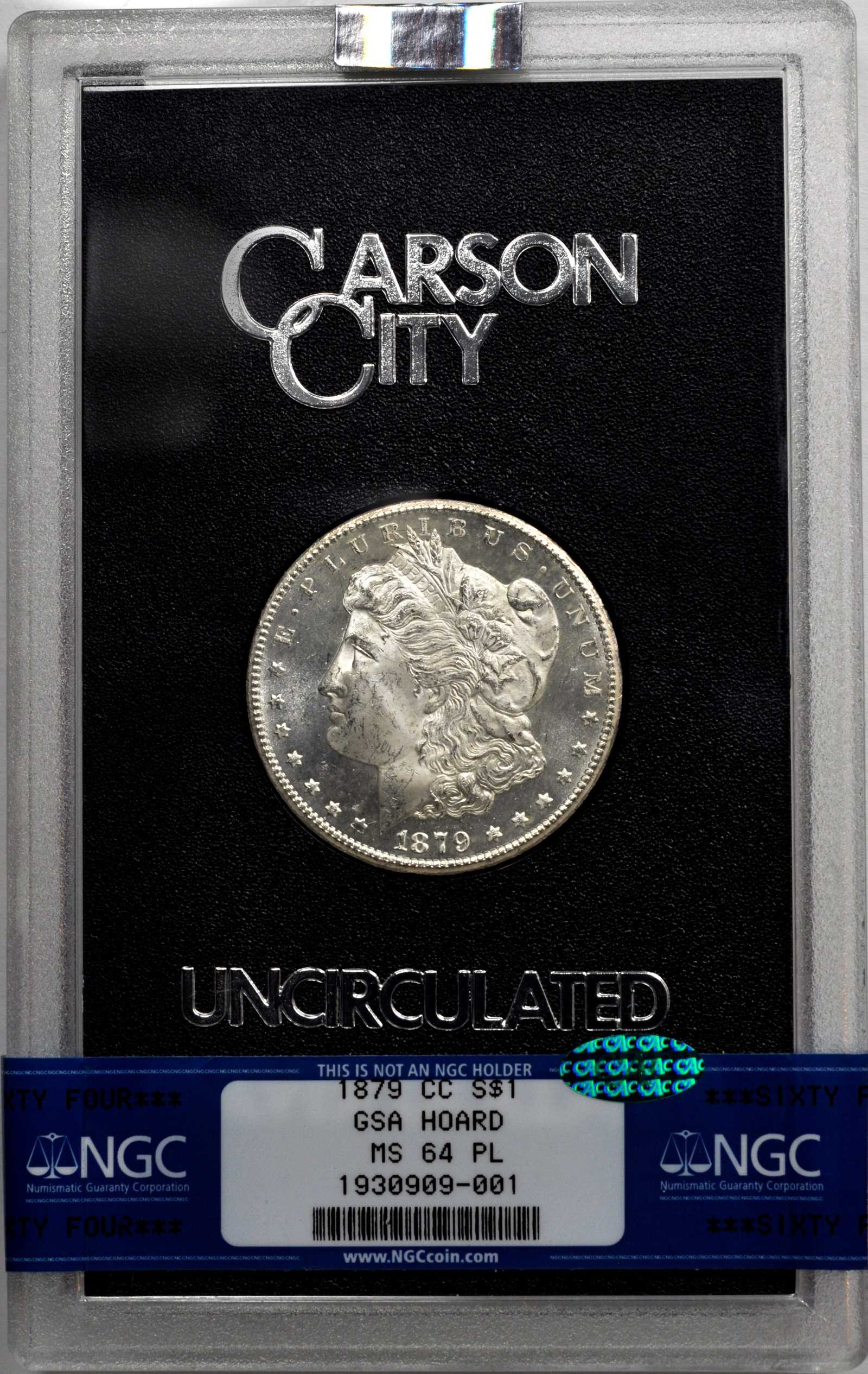 1879-CC $1  GSA Hoard, Hard package MS PL AU50 PL CAC thumbnail 4