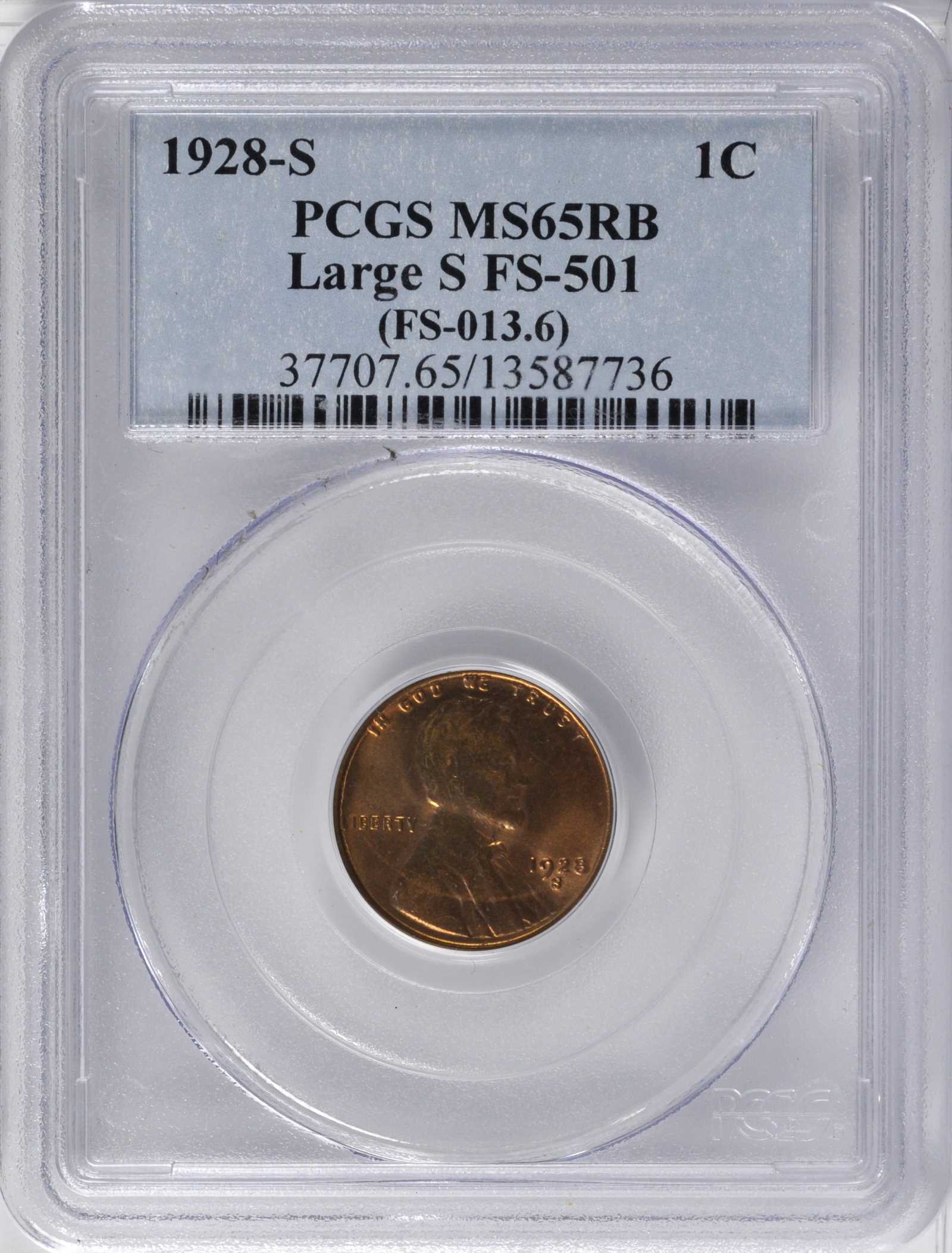 1928-S 1c Large S, FS-501 MS RB MS63 RB thumbnail 6
