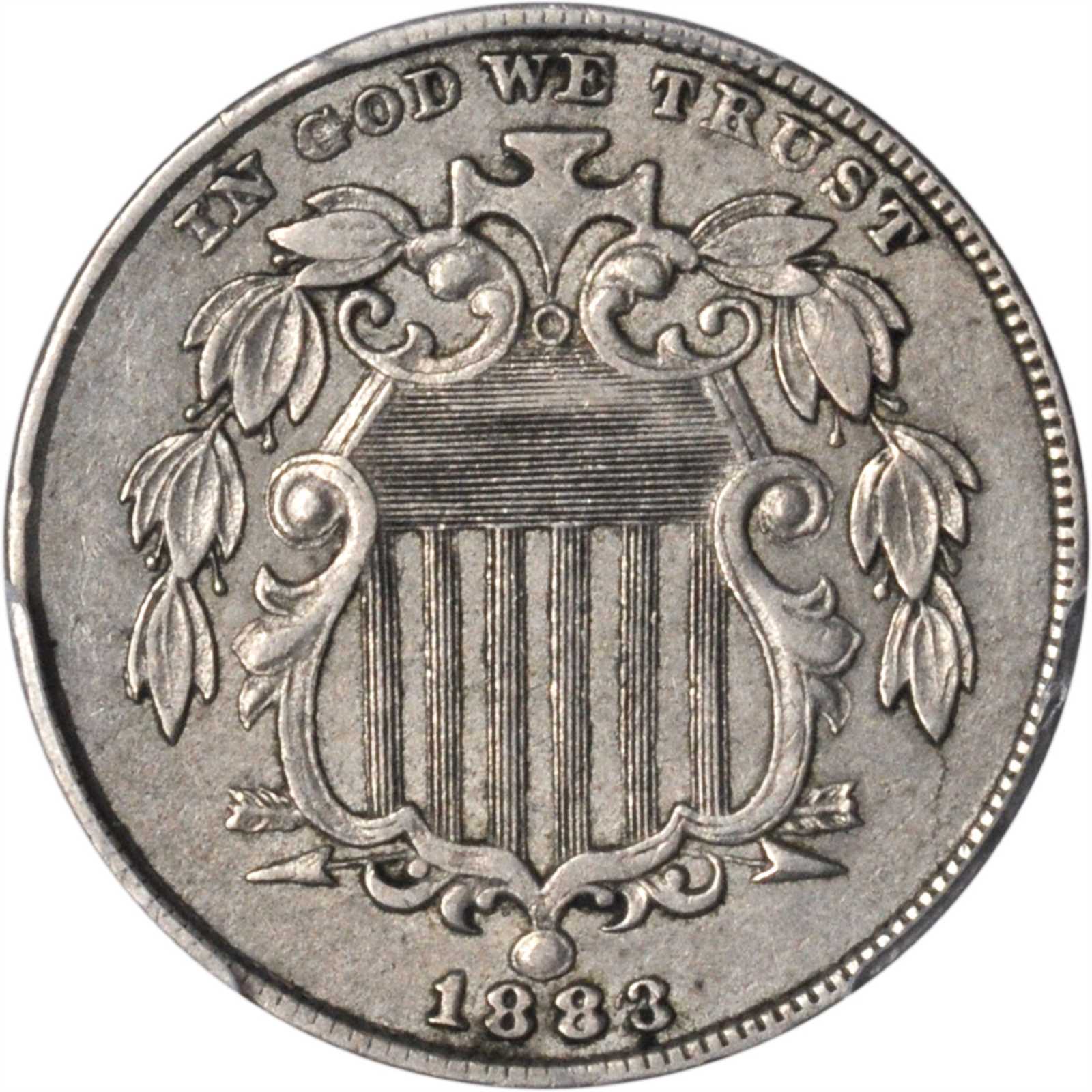 1883/2 Shield Nickel. FS-301. EF-45 (PCGS).