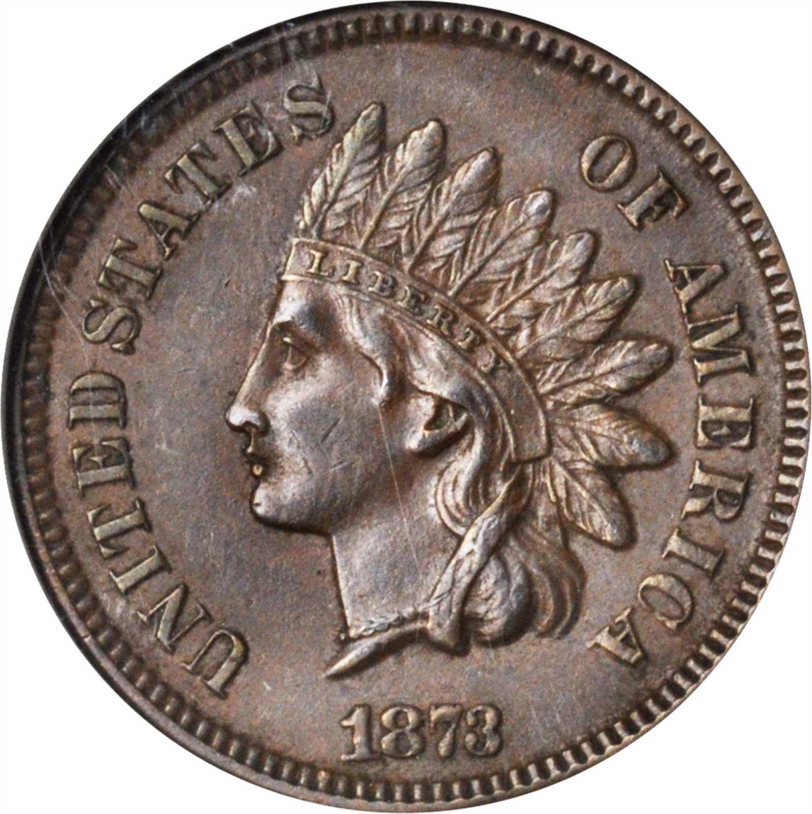 1873 Indian Cent. Close 3. Snow-2, FS-102. Doubled Die Obverse. AU-53 (ANACS). OH.