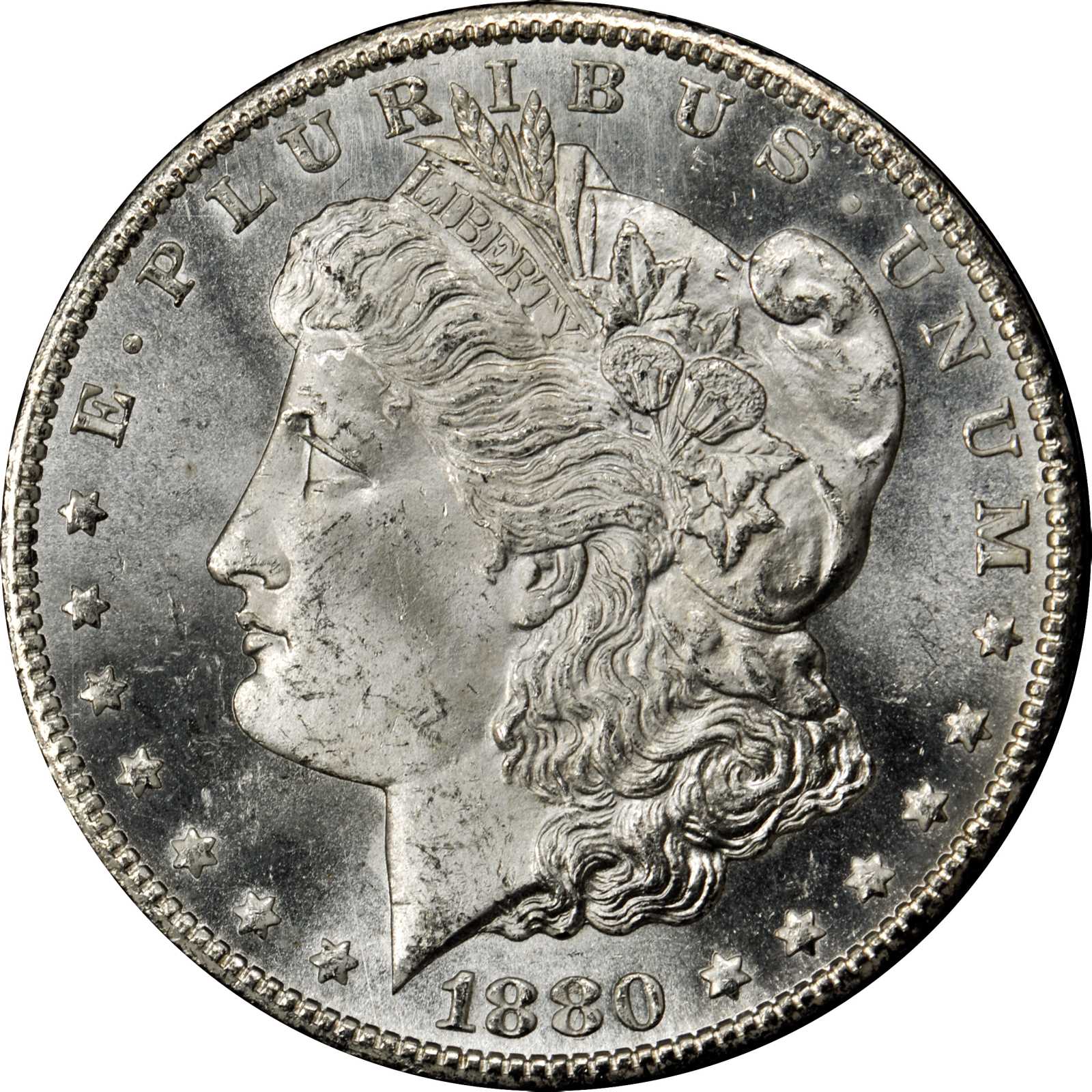 1880-CC GSA Morgan Silver Dollar. VAM-5. Top 100 Variety. 8/High 7. MS-64 (NGC).