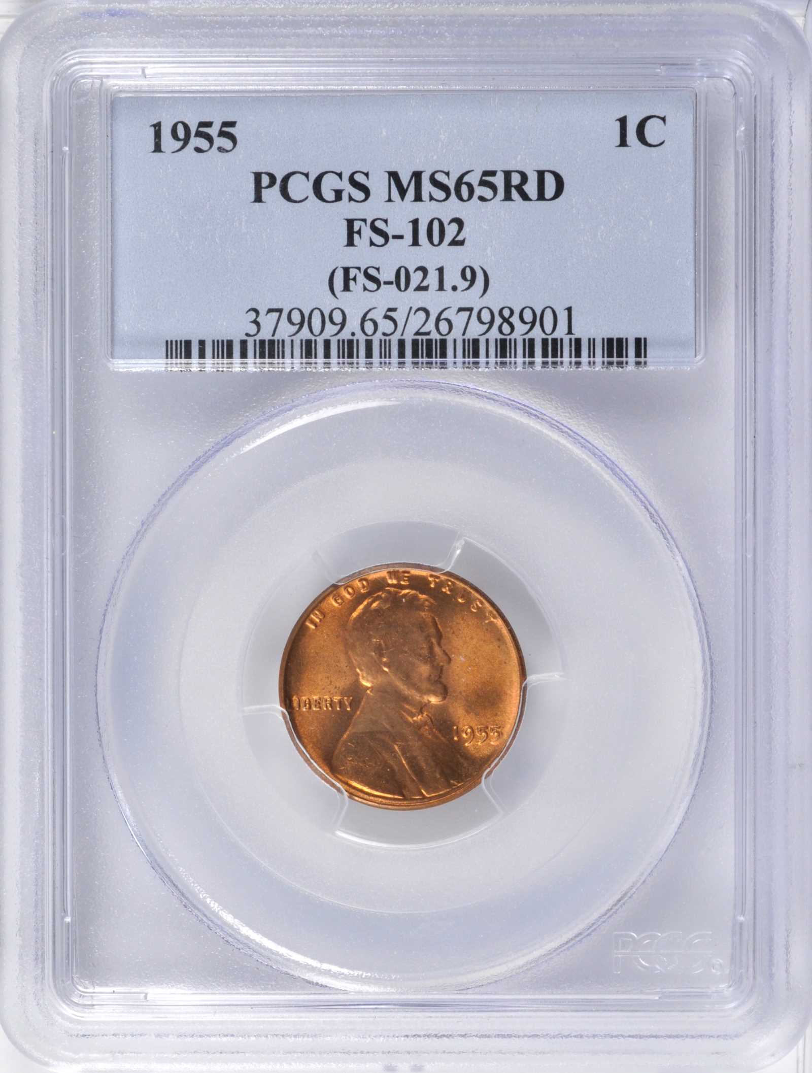 1955 1c Doubled Die Obverse, FS-102 MS RD MS66 RD thumbnail 10
