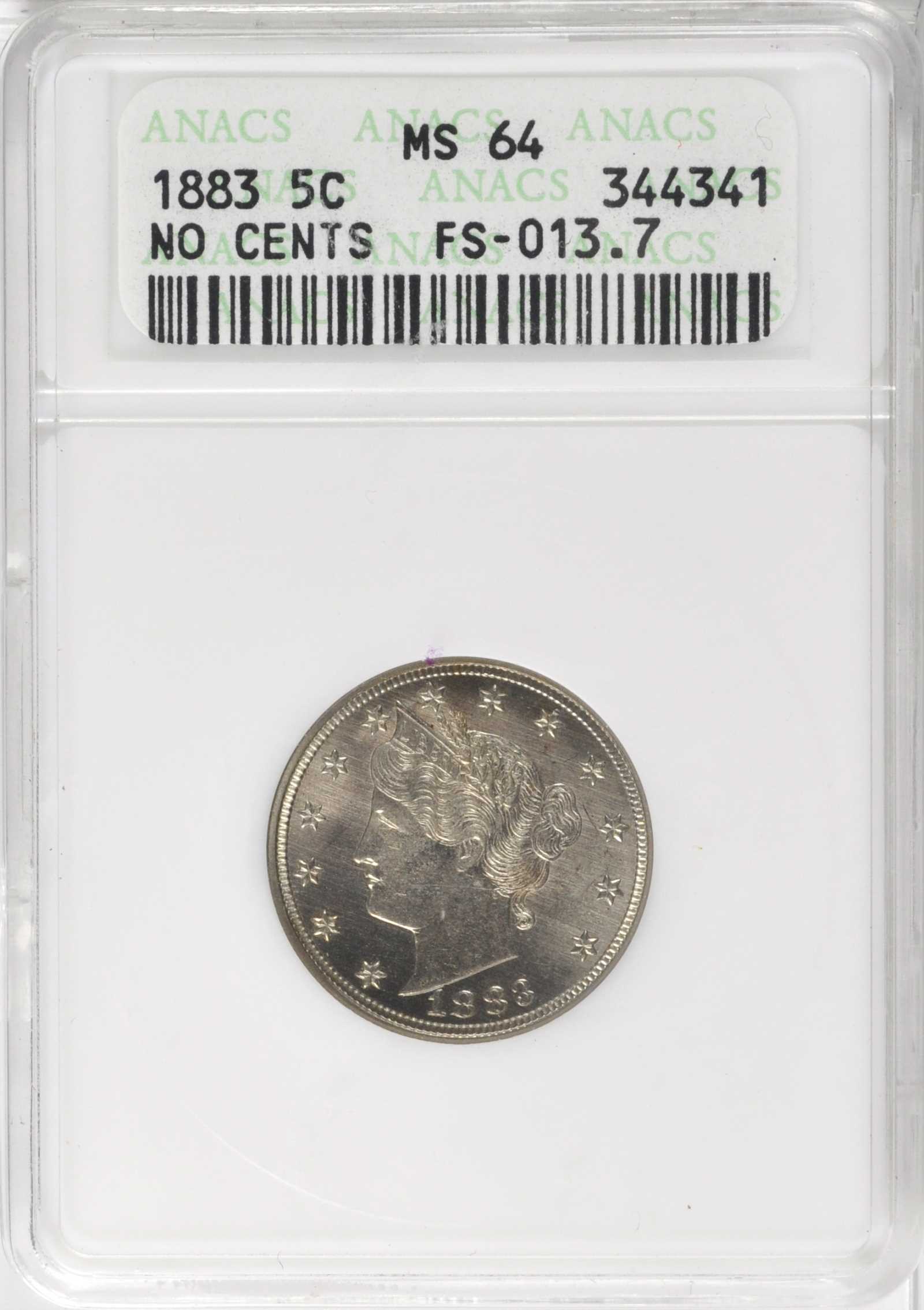 1883 5c No Cents, RPD, FS-1301 VF20 thumbnail 6