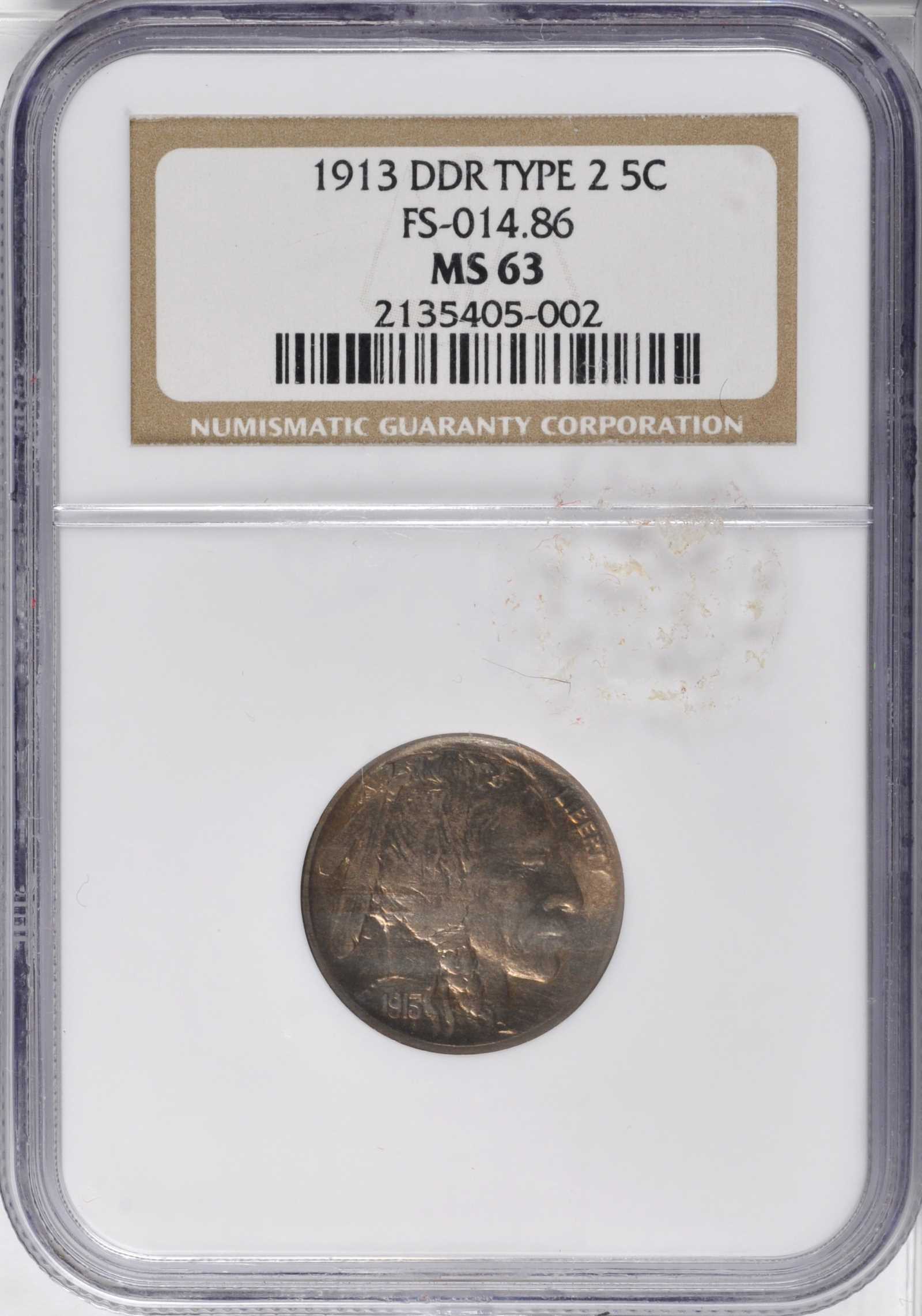 1913 5c Buffalo, Type 2, DDR, FS-1801 MS60 thumbnail 6
