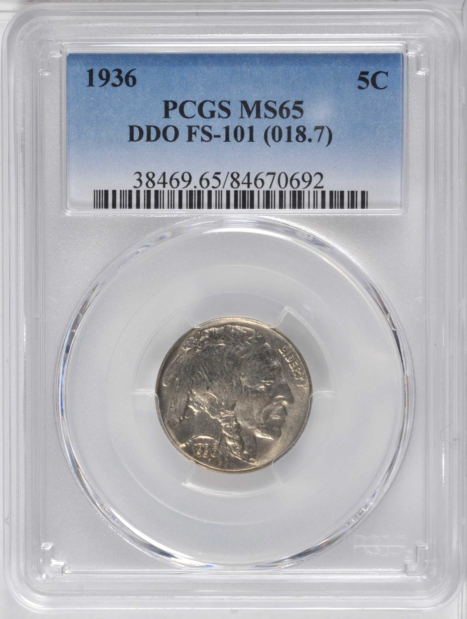 1936 5c Doubled Die Obverse, FS-101 AU50 thumbnail 14