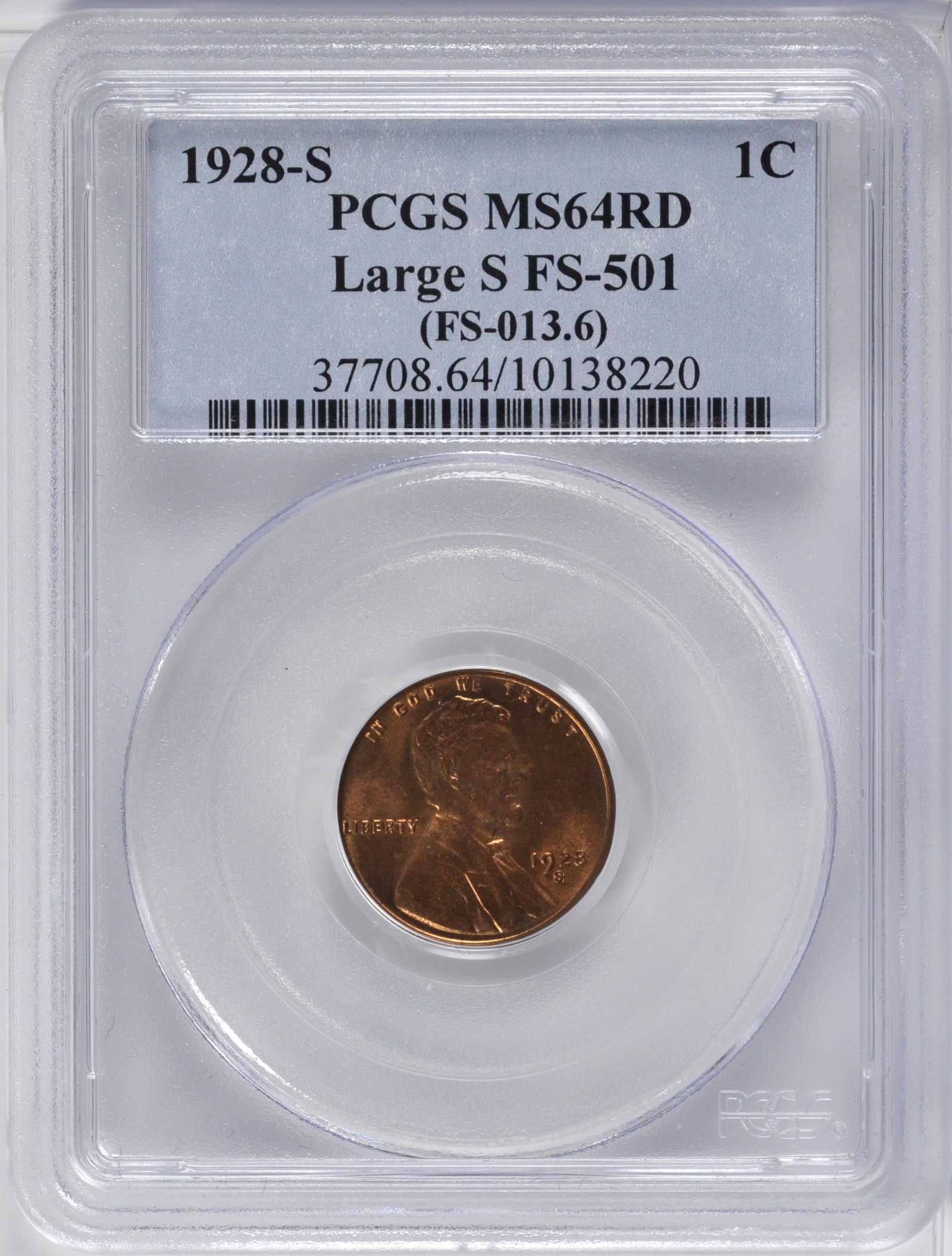 1928-S 1c Large S, FS-501 MS RD MS66 RD CAC thumbnail 7