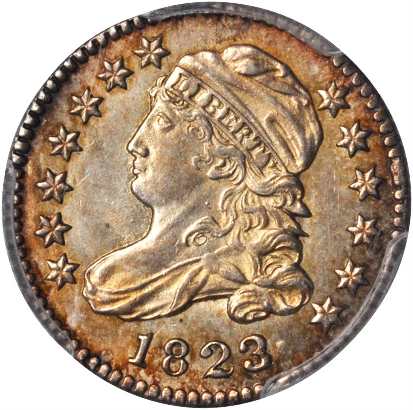 1823/2 Capped Bust Dime. JR-1. Rarity-3. Small Es. MS-64 (PCGS). Gold Shield Holder.