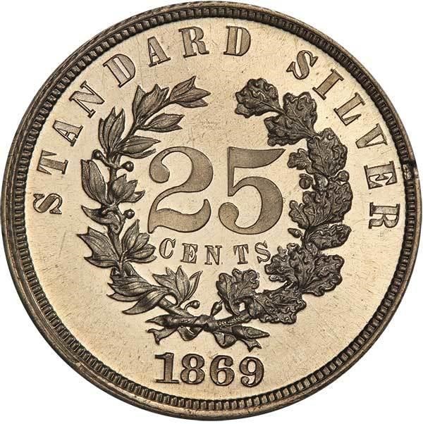 1869 P25c Silver, J-728 PR CAM thumbnail 3