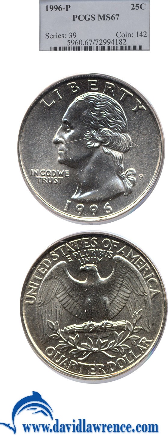1996-P 25c PCGS MS67