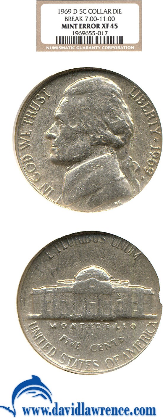 1969-D 5c XF40 thumbnail 2