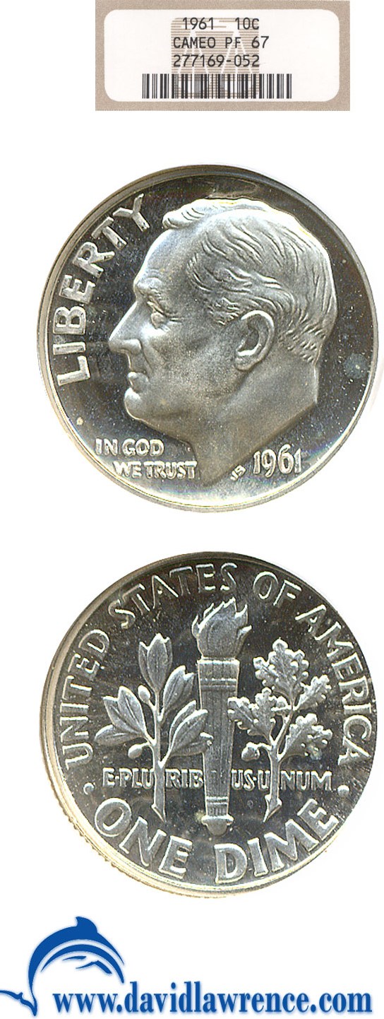 1961 10c NGC Proof 67 Cameo