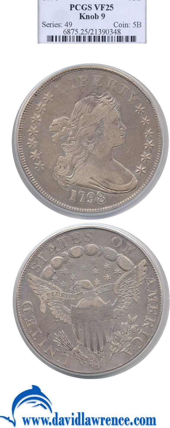1798 $1  Large Eagle, Knob 9 AU50 thumbnail 17