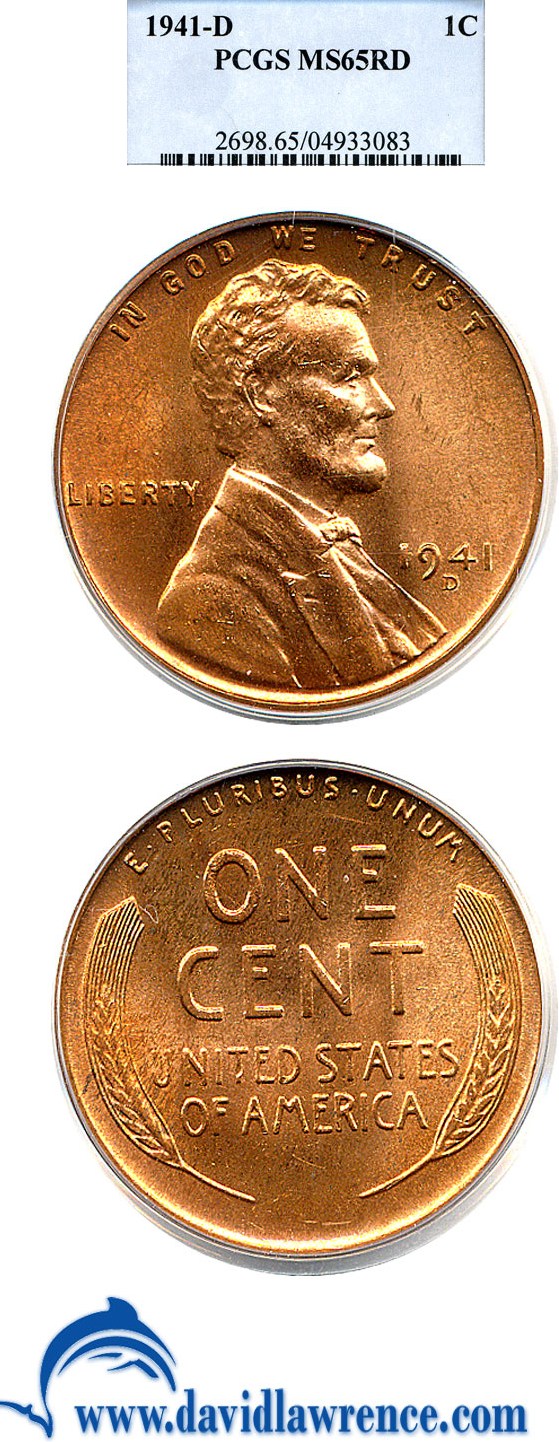 1941-D 1c PCGS MS65 RD