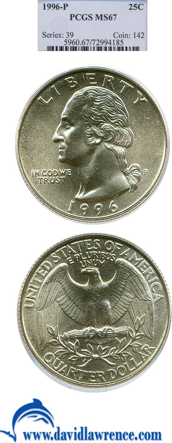 1996-P 25c PCGS MS67