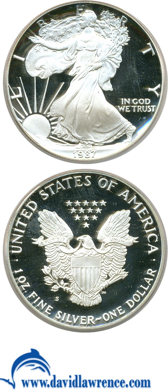 1987-S $1  Silver Eagle PR DCAM PR64 DCAM thumbnail 2