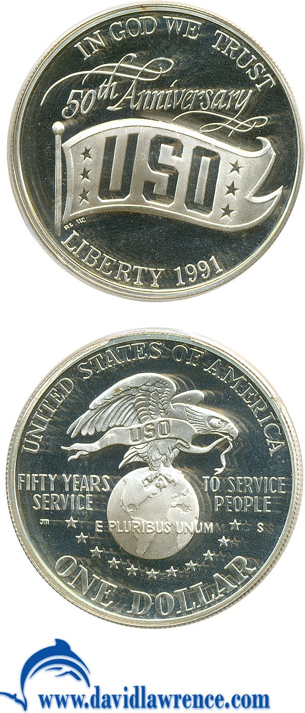 1991-S S$1 United Service Organizations (USO) PR DCAM PR67 DCAM thumbnail 4