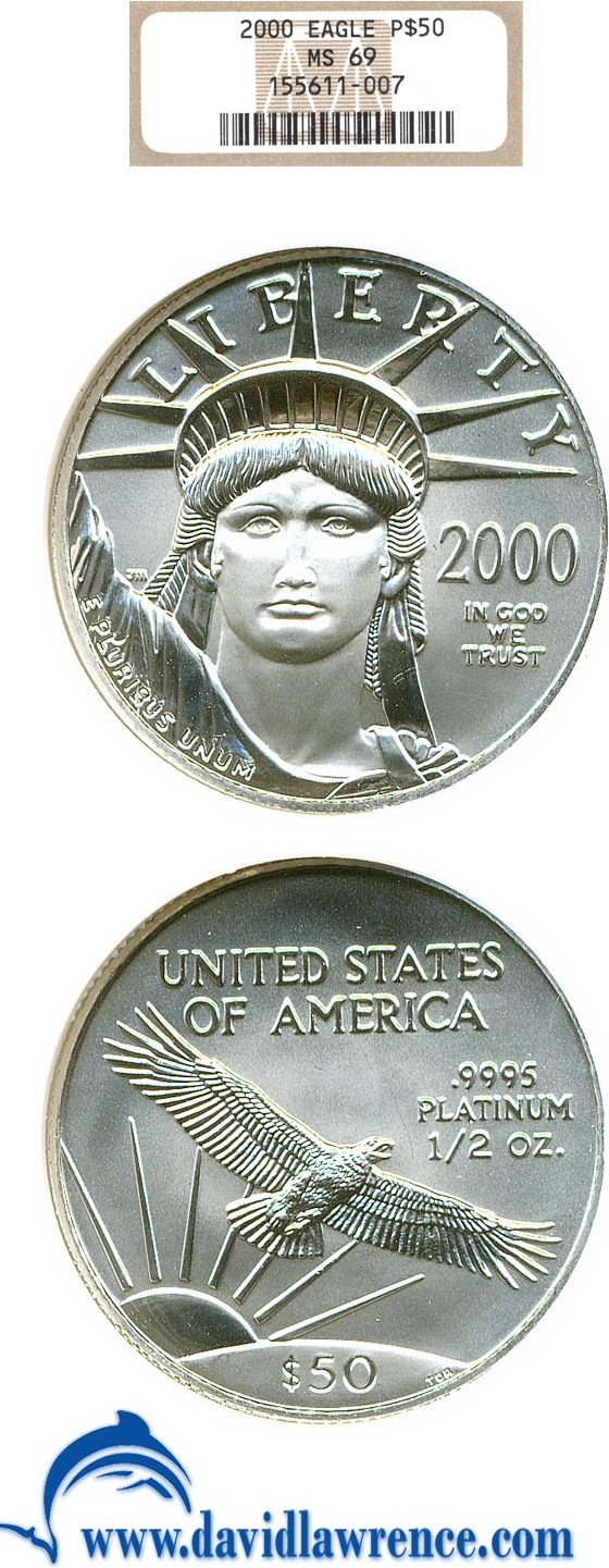 2000 $50 Platinum Eagle NGC MS69