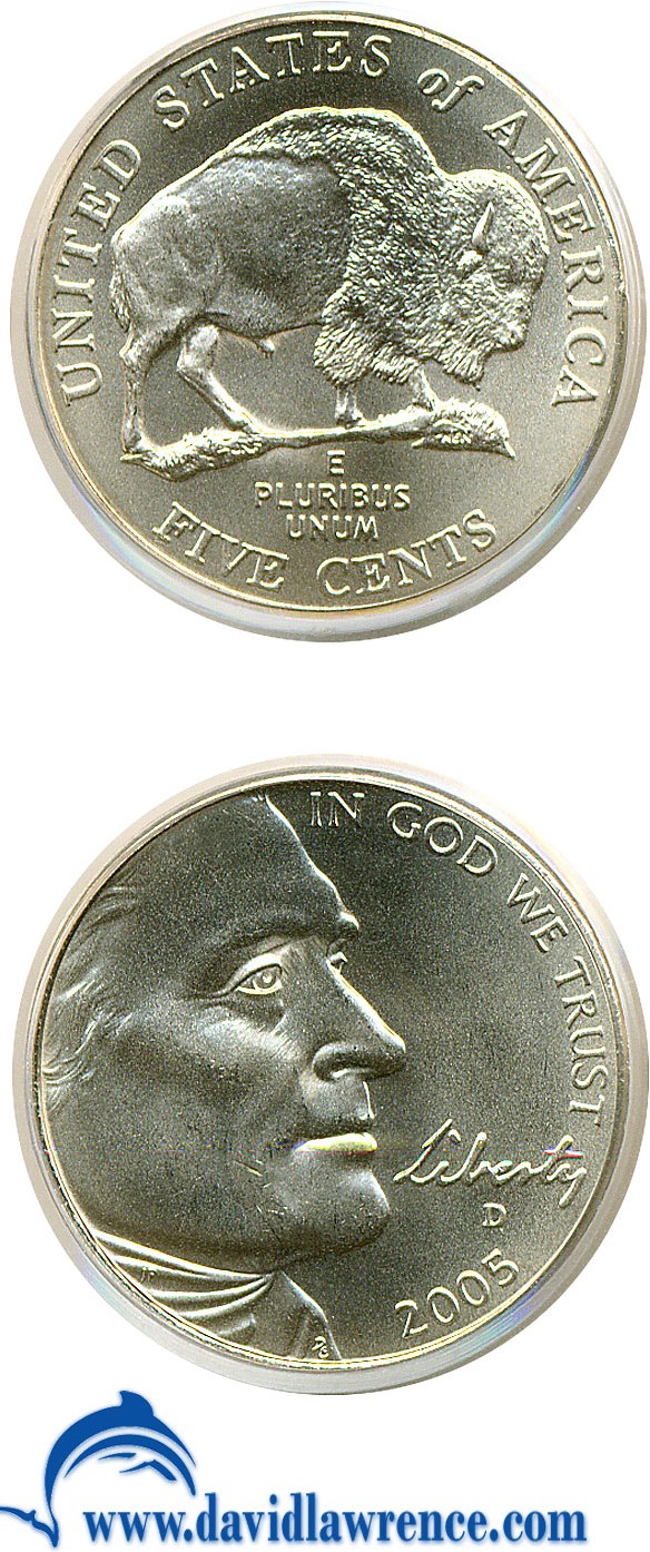 2005-D 5c Bison, Satin Finish AU58 thumbnail 4