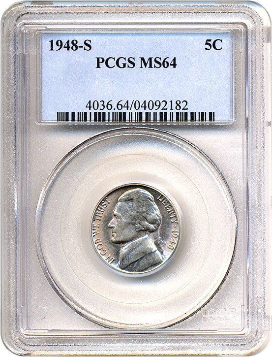 1948-S 5c PCGS MS64