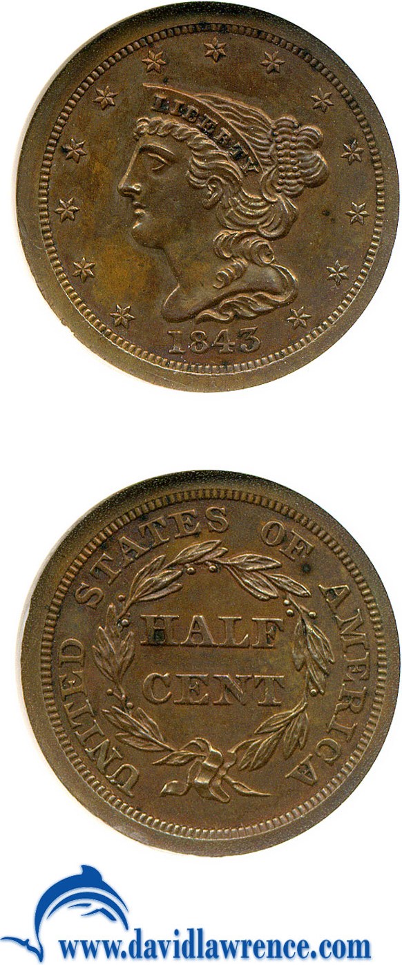 1843 1/2c Original PR BN PR61 BN thumbnail 2