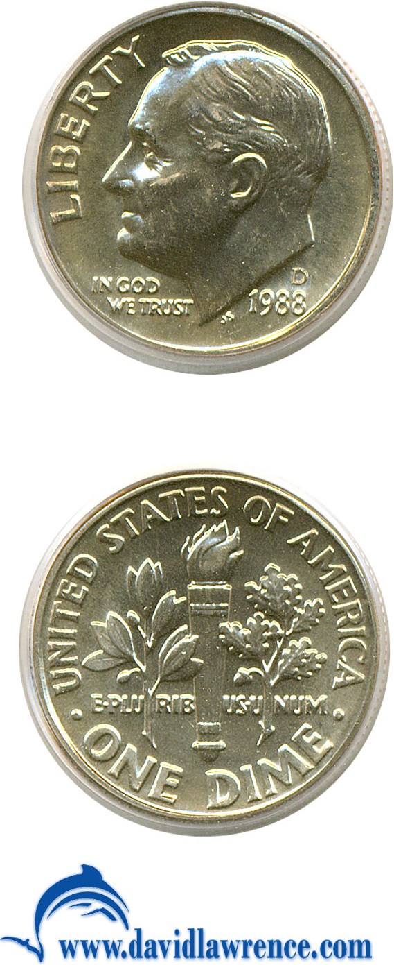1988-D 10c XF40 thumbnail 4