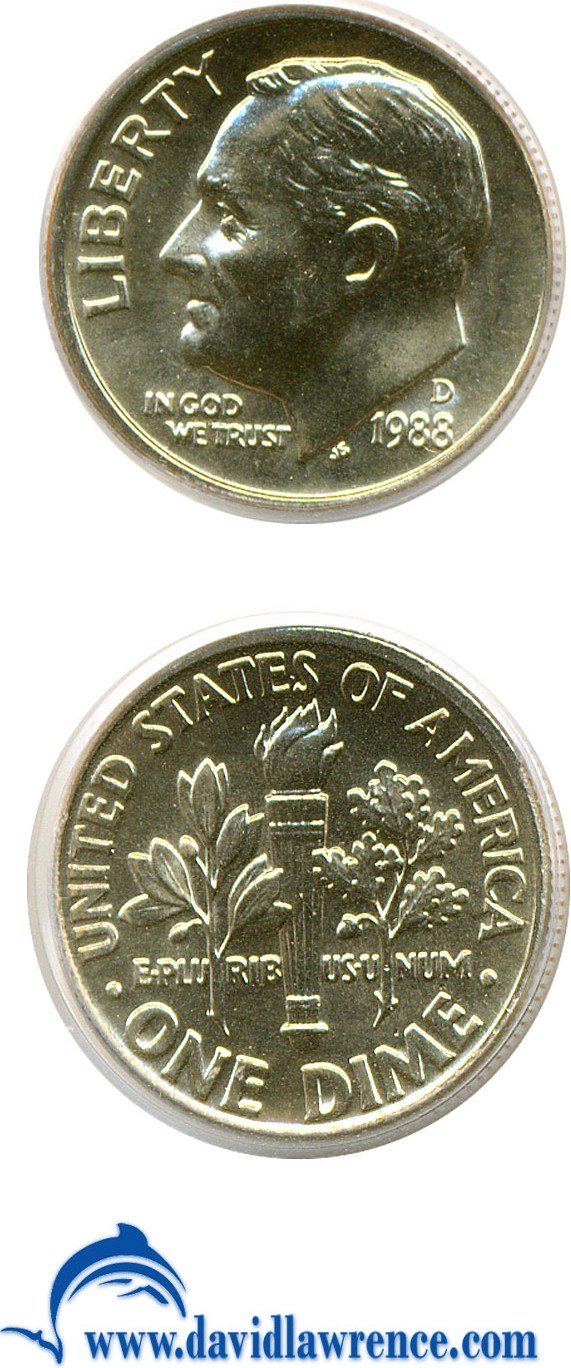 1988-D 10c XF40 thumbnail 8