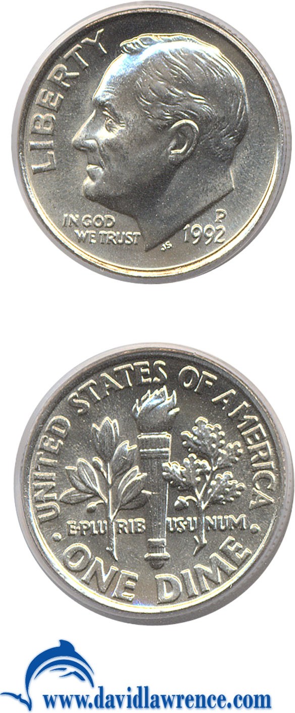 1992-P 10c AU53 thumbnail 4