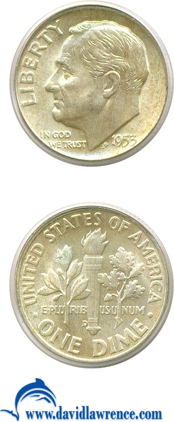 1953-D 10c MS FB MS64 FB CAC thumbnail 4