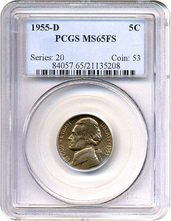 1955-D 5c PCGS MS65 FS