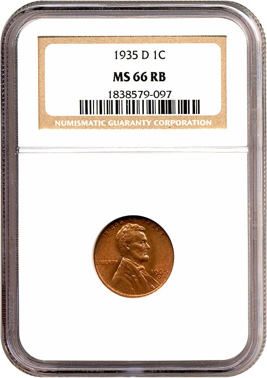 1935-D 1c NGC MS66 RB