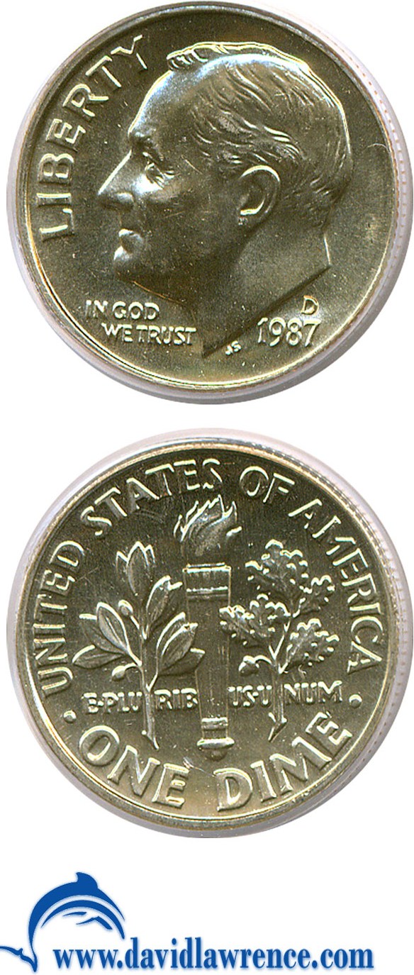 1987-D 10c AU50 thumbnail 4