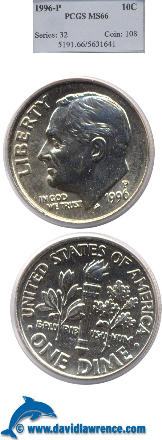 1996-P 10c PCGS MS66