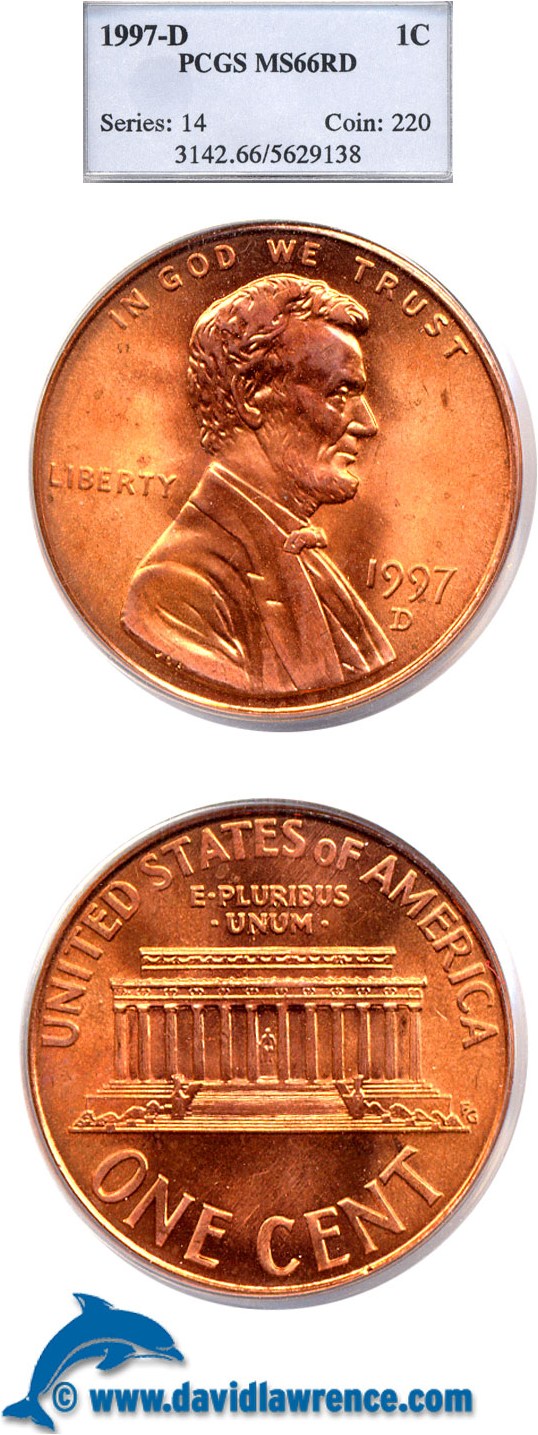 1997-D 1c PCGS MS66 RD
