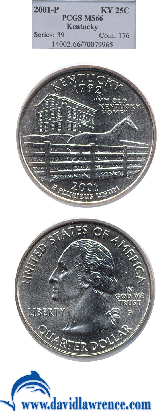 2001-P 25c Kentucky PCGS MS66