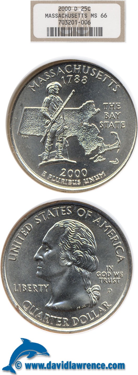 2000-D 25c Massachusetts NGC MS66
