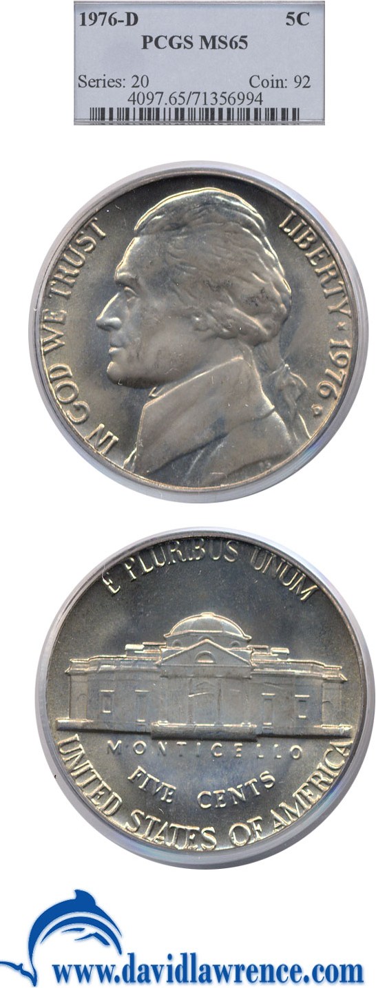 1976-D 5c PCGS MS65
