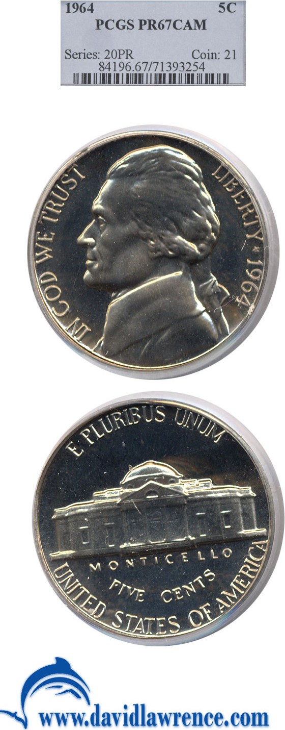 1964 5c PCGS Proof 67 Cameo