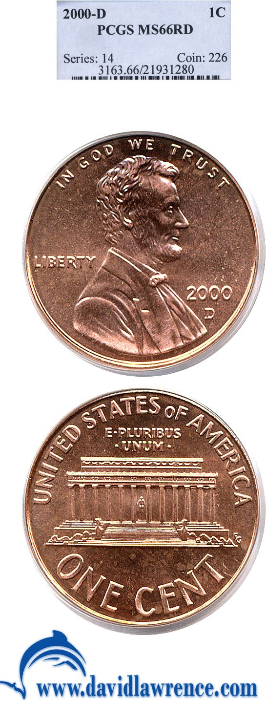 2000-D 1c PCGS MS66 RD