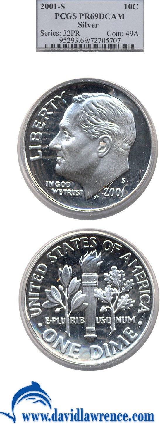 2001-S 10c Silver PR DCAM thumbnail 20
