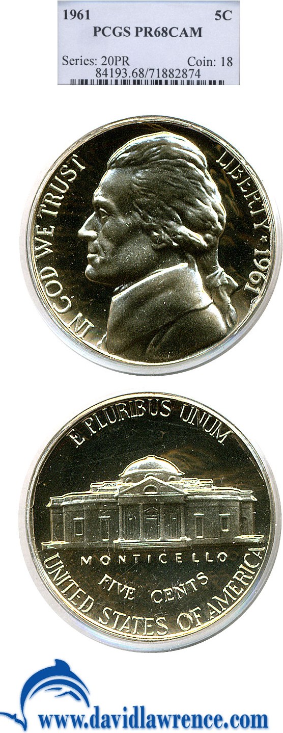 1961 5c PCGS Proof 68 Cameo