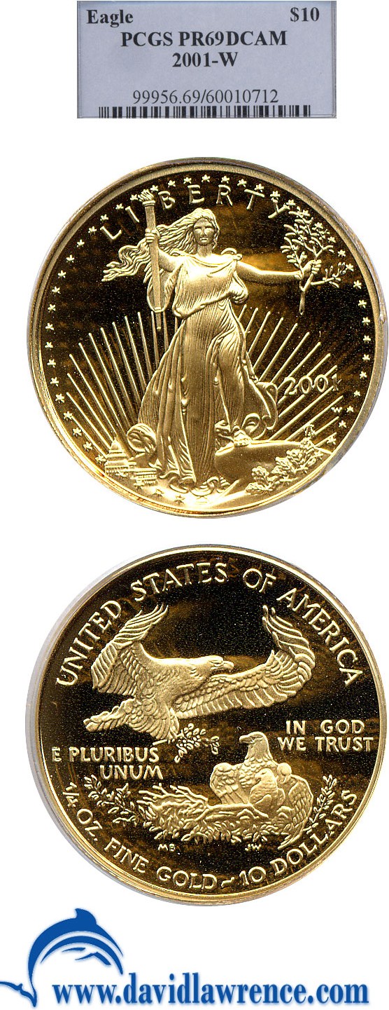 2001-W $10 Gold Eagle PCGS Proof 69 DCameo