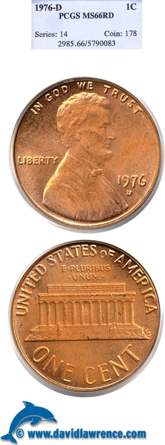1976-D 1c PCGS MS66 RD